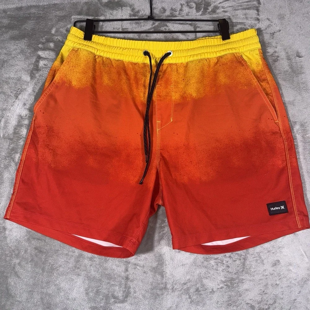 Hurley Phantom‎ Mens Board Shorts Swim Trunks Orange Red Ombré Surfer Coastal L